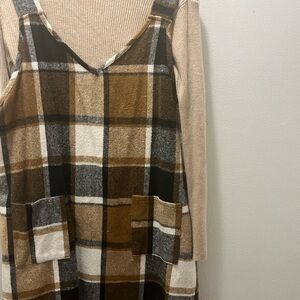SHEIN Checkered Dress with Tan Top